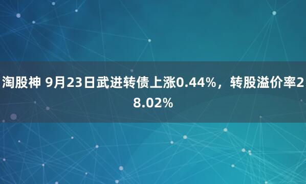 淘股神 9月23日武进转债上涨0.44%，转股溢价率28.02%